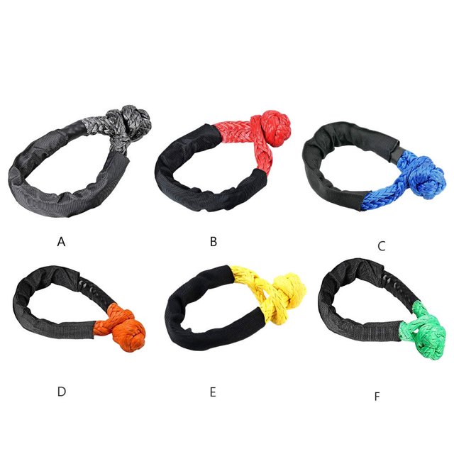 pitrice Rugged Soft Shackle with Protective Cover Carabiner Ring Strap Towing Rope Hitch Portable Truck Towing Ropes for Off-Road Trailers Yellow
