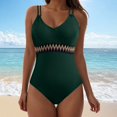 thumbnail image 2 of Huesdet Women's One Piece Swimsuit Ruched Tummy Control Square Neck Bathing Suits[Green,L], 2 of 9