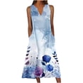 thumbnail image 1 of Ovzne Robes d'Été pour Femmes Robe de Plage Robe d'Été Décontractée pour Femmes Dégradé Sans Manches Col en V Longue Robe Grande Taille Robe Maxi Liquidation, 1 of 4