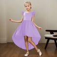thumbnail image 2 of Robe Fille Enfants Enfant Filles Été Manches Charleston Asymétrique Robe Formelle Jupe Volantée Couleur Unie Robe Évasée Robes Bébé Violet 7 Ans-8 Ans, 2 of 4