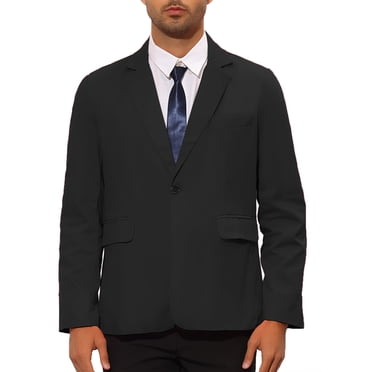 INSPIRE CHIC Suit Jackets for Men's Solid Color Single Breasted Sports Coat Blazers L Black