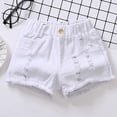 thumbnail image 2 of Yanlir Children's Casual Solid Color Ripped Denim Shorts for 1-16 Years Fashionable Button Pocket for Everyday Wear(White,7-8 Years), 2 of 4