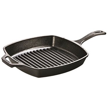 Lodge Poêle à Griller en Fonte Pré-Assaisonnée de 10,5 Pouces Carrée avec Drainage Facile de la Graisse