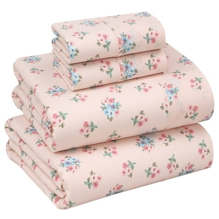 Ruvanti 100% Cotton Sheets - Crispy Cooling Percale Sheets For Queen Size Bed, Breathable & Durable Queen Sheet Set, 16 Inches Deep Pocket Bed Sheets, Spring On, 4 Pieces
