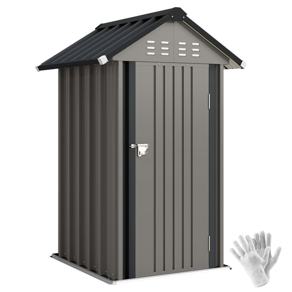 Outsunny Remise de Rangement Extérieure 4 Pieds x 4 Pieds avec Porte Verrouillable, Gris Pâle