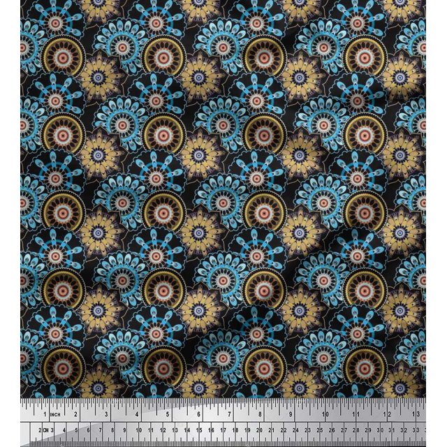 Soimoi Cotton Voile Fabric Circle & Mandala Print Fabric by the Yard 56 Inch Wide