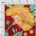 thumbnail image 2 of oneOone Tissu Flex Coton Rouge Botanique Floral Matériel de Couture Imprimé Tissu au Mètre 40 Pouces de Large, 2 of 4