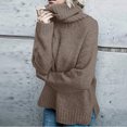 thumbnail image 1 of Womens Fashion Solid Long Sleeve Sweater Loose Turtleneck knitting Sweater, 1 of 4