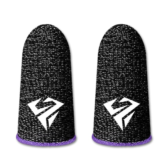 serony 10 Pieces Mobile Phone Gaming Fingertip Sleeves Sensitive Sweatproof Anti-slip Gloves Anti-fingerprint Ultrathin Fiber Covers Purple Type 2