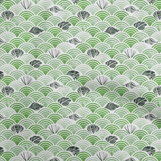 oneOone Velvet Green Fabric Sea Shells Ocean Sewing Material Print Fabric By The Yard 58 Inch Wide