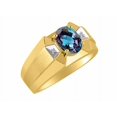 thumbnail image 3 of RYLOS Men's Rings 14K Yellow Gold Rings Classic Designer  9X7MM Oval Gemstone &  Diamond Ring Alexandrite June Birthstone Ring Size 9, 3 of 7