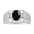 thumbnail image 1 of RYLOS Men's Rings Sterling Silver Rings Classic Designer  9X7MM Oval Gemstone &  Diamond Ring Cabochon Onyx October Birthstone Ring Size 13, 1 of 7