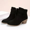 thumbnail image 4 of LSLJS Women's Retro Chunky Heeled Ankle Boots Double Buckle Strap Side Zipper Boots Comfortable Short Boots, Work Boots, 4 of 5