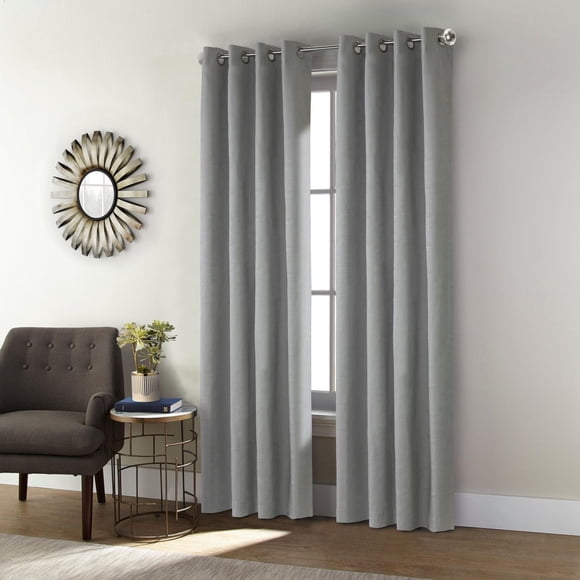 Liama 100% Total Blackout Grommet Curtain Panel Pair by Thermaplus - 52" x 108" in Grey