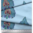 thumbnail image 3 of Soimoi Modal Satin Fabric Leaves & Floral Block Print Fabric by Yard 42 Inch Wide, 3 of 3