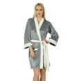 thumbnail image 1 of Bimba Women Short Satin Robe Velvet Belt Getting Ready Bridesmaid Robe Coverup, 1 of 1