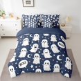 thumbnail image 2 of YST 7-Piece Cute Cartoon Ghost Print Bed Set, Queen – Happy Halloween Decor, 2 of 5