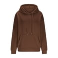 thumbnail image 3 of Besolor Womens Plus Size Hoodies Long Sleeve Drawstring Pullover Tops Casual Loose Fall Winter Hooded Sweatshirts, 3 of 7