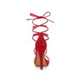 thumbnail image 2 of BLISSFUL STEP Sandales pour Femmes Talons Aiguilles Talons Plateforme Sandales à Lacets Rouge 7,5, 2 of 8