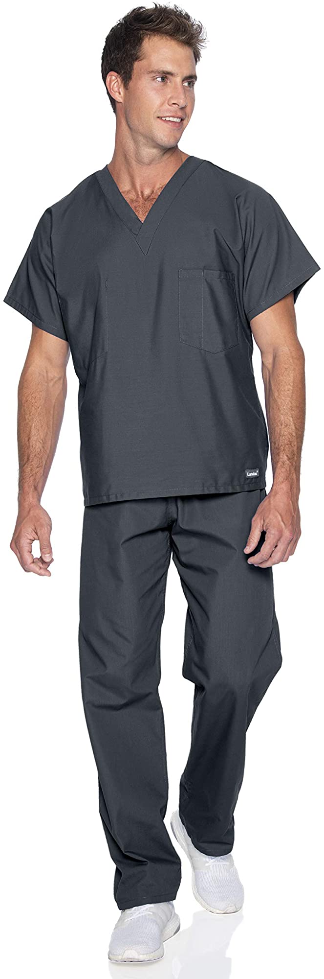 Landau Essentials Haut de Sarrau à Encolure en V : 1 Poche, Réversible, Unisexe, Coupe Classique Décontractée Sarraus Médicaux 7502