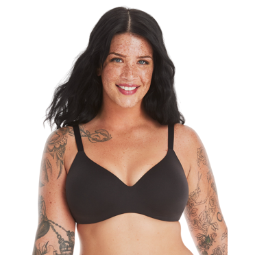 Hanes Soutien-Gorge Sans Armatures pour Femmes avec Bretelles Convertibles, S, Noir