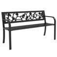 thumbnail image 1 of Outsunny Banc d'Extérieur avec Dossier à Motif Floral, Causeuse de Patio, Noir, 1 of 10