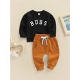 thumbnail image 3 of Faithtur Toddler Boy 2Pcs Fall Outfits, Long Sleeve Letter Print Pullover Tops + Pants Set, 3 of 9