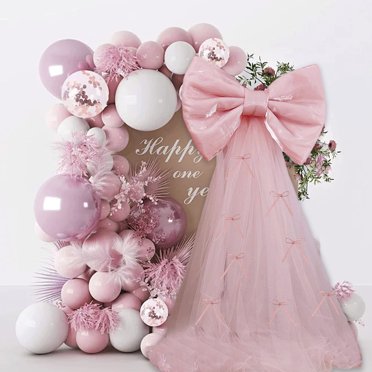 Grand Nœud de Décoration de Fête Rose 20 Pouces Grand Nœud en Tissu pour Mur Mariage Noël Arbre Shower de Bébé Anniversaire Décorations Couleur Rose Matériau Polyester Taille Unique