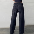 thumbnail image 4 of Women's Casual Solid Color Button-Front Jeans with Zipper Pockets for Everyday Wear, 4 of 8