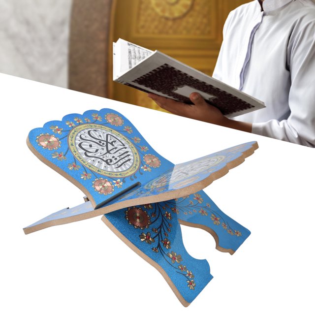Wood Quran Muslim Book Holder Stand,Foldable Wood Book Stand Reading Accessories Book Stands Beautiful Hanadmade Wood Prayer Book Display Stand Holder
