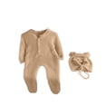 thumbnail image 1 of Timegard Newborn Onesie Unisex Infant Button Outfits Clothes Boys Girls Fleece Footies Rompers with Hat, 1 of 3