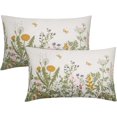 thumbnail image 1 of Spring Summer Rectangular Pillow Covers Set of 2 12x20 Inch Sage Green Leaves Plant Lumbar Pillow Cases Yellow Butterfly Floral Throw Pillows Ideal for Living Room Bedroom Outdoor Cushion Celebrat, 1 of 6