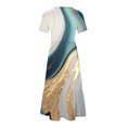 thumbnail image 4 of Pisexur Robes d'Été de Plage pour Femmes Décontractées à Fleurs à Manches Courtes Boho Robe Maxi à Fleurs Col Ras du Cou Smockée à Étages Fluide Longues Robes, 4 of 4