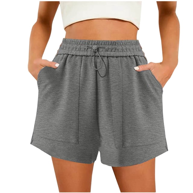 Dealovy Workout Shorts for Women Wide Leg Drawstring High Waisted Athletic Running Gym Yoga Shorts