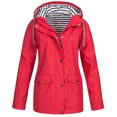 thumbnail image 1 of Fridja Womens Solid Rain Jacket Outdoor Plus Size Waterproof Hooded Raincoat Windproof, 1 of 3