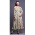 thumbnail image 2 of Bimba Robe Florale pour Femme à Manches Longues, Smockée, Col Rond, à Volants, Été, Maxi-Petit, 2 of 5