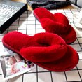 thumbnail image 1 of 1 Pair Women Slippers Thicken Furry Plush Practical Winter Flip Flops for Home, 1 of 8