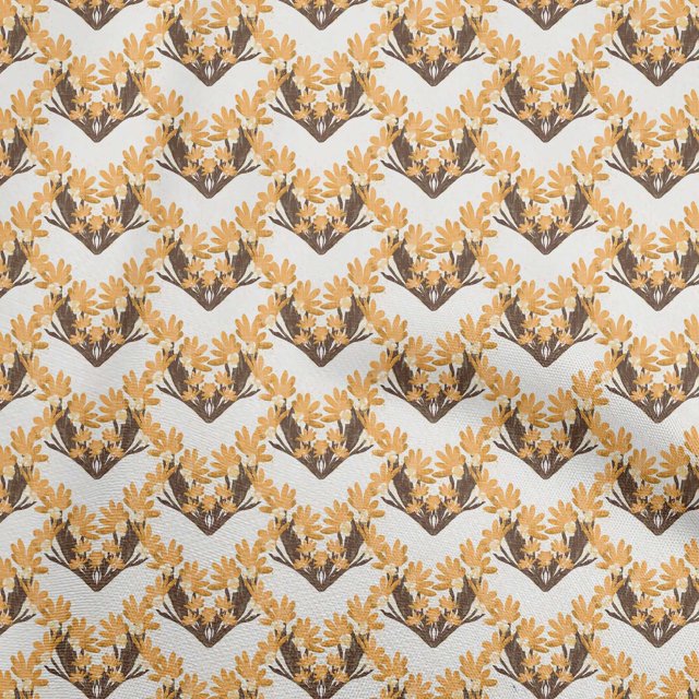 oneOone Polyester Spandex Yellow Fabric Floral Sewing Craft Projects Fabric Prints By Yard 56 Inch Wide
