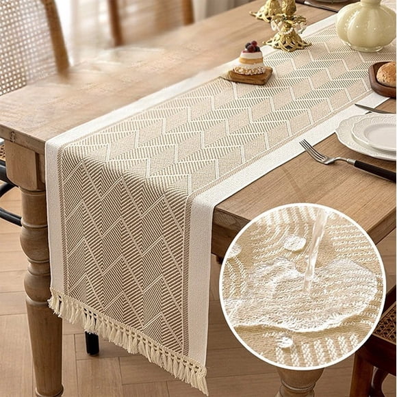 Nappe Minimaliste Scandinave, EDHITNR Longue Housse Imperméable pour Buffet, Drapeau de Table Gris en Nylon Spandex pour Café pour Déco de Salle à Manger