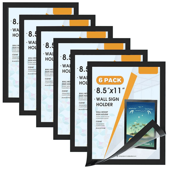 Sign Holder 8.5 x 11 Wall Mount, Magnetic Clear Plastic Sign Holders, Display in Portrait or Landscape Format