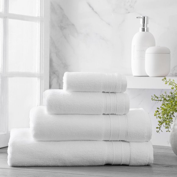 Serviette de bain unie 100 % coton Hometrends, 1 pièce, 550 g/m², ultra-absorbante et douce, blanche