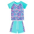 thumbnail image 1 of Girls Rash Guard 2-Piece Swimwear Fish Scale Pattern Swimwear Upf 50+ Uv for 4-12Y, 1 of 6