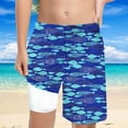 thumbnail image 2 of MIASHUI Boys' High Waisted Loose Casual Swim Shorts With Printed Design And Front Lace Up Detail For Outdoor Blue,8Years, 2 of 4
