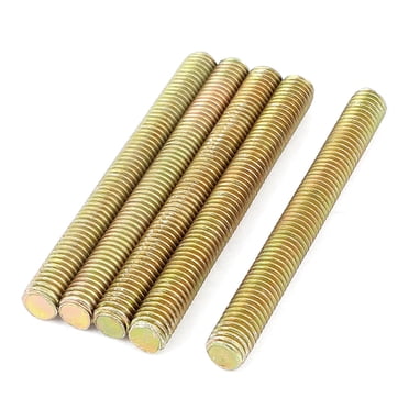 1.25mm Pitch M8 x 75mm Threaded Rod Bar Bolt Brass Tone 5 Pcs
