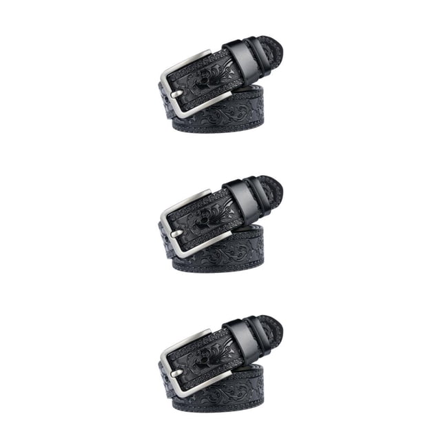 relayinert Classy And Durable PU Belt For Men Wear-resistant And Fine Workmanship Coffee Black 120cm 3Set