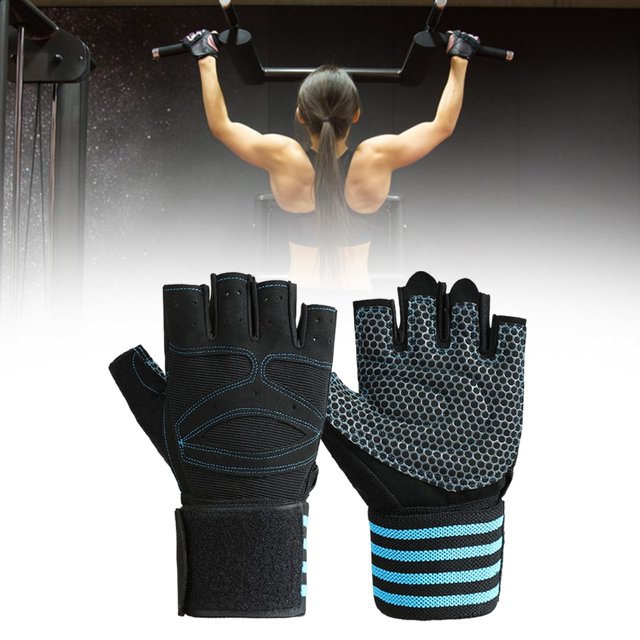 Quzzie Workout Gloves Exercise Gloves Non Slip Half Finger Weight Lifting Gloves Gym Gloves Full Palm Protection Polyester Lightweight Sturdy Suitable for Tr L Blue