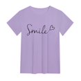 thumbnail image 3 of JIRNDf T-Shirts pour Femmes Hauts Tendance Été Printemps Mode Décontractée Imprimé Floral Manches Courtes T-Shirts Graphiques Mignons pour Femmes Chemises Violet TG, 3 of 3