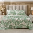 thumbnail image 2 of Gogreen 4PC Deep Pocket Queen Sheet Set Fit 14", 100% Cotton Breathable Super Soft Queen Size Sheet Set, Luxury Hotel Style Home Decor Queen Bed Sheet Set, Gift for Women, Men - Green Leaves, 2 of 11