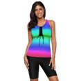 thumbnail image 4 of Women's Blue/Rose/Yellow Ombre Print Racerback Tankini Swimsuit, 4 of 4