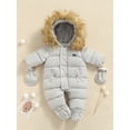 thumbnail image 2 of Gupgi Baby Boy Girl Snowsuit Winter Hoodied Footie Romper 0-2 Years Infant Down Coat Jacket Jumpsuit with Gloves, 2 of 9